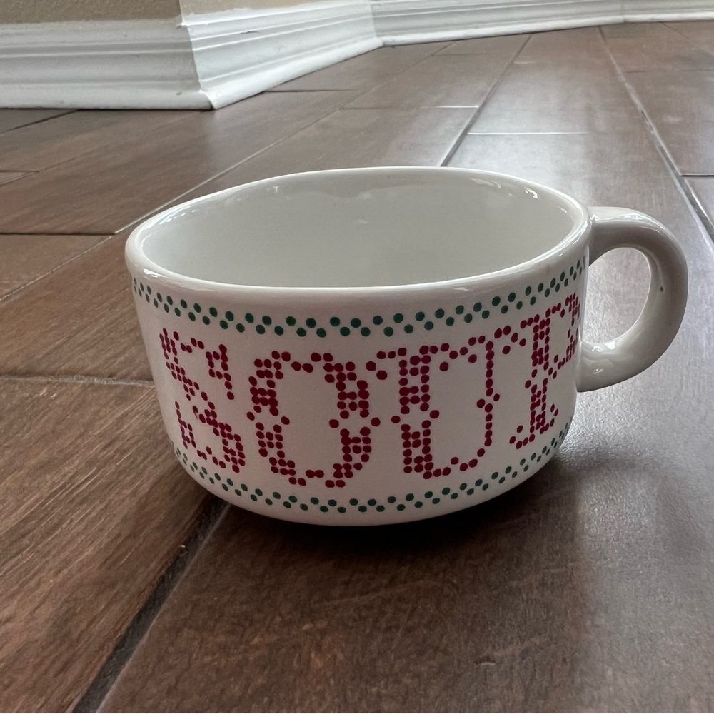 1970s Ceramic Soup Cross Stitch Design Mug by Houston Foods